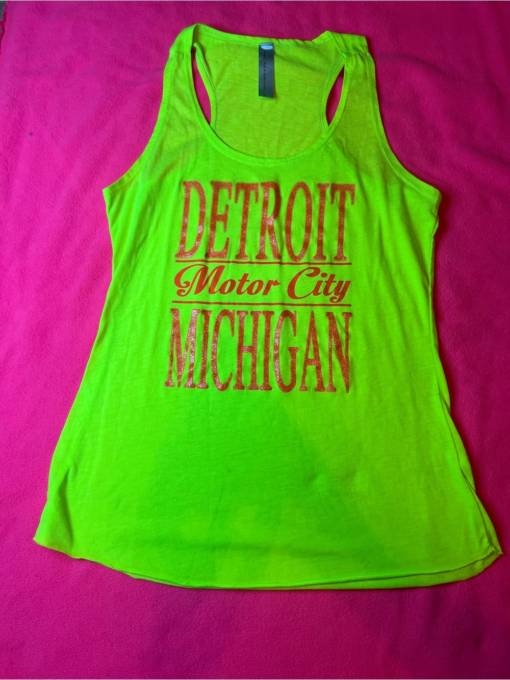 Neon Green/yellow 'Detroit Motor City Michigan' Women's Tank Top
